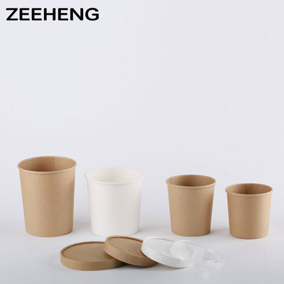 Tazza di zuppa a muro singolo da 16 oz fatta di 320 grammi di carta solare con 40 grammi di rivestimento in PE con coperchio