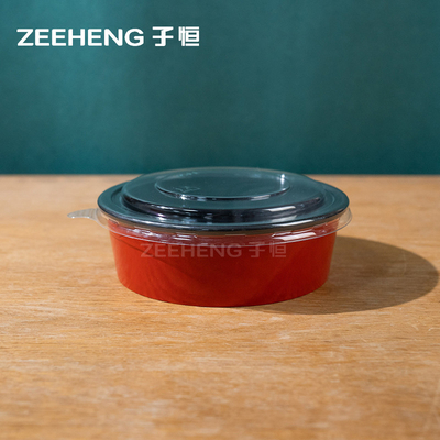 Black/Red Disposable Paper Bowls With Lids Perfect for Hot and Cold Foods