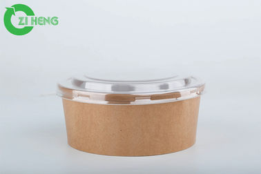 Insalatiere su ordinazione eliminabili della carta 42oz di Logo Printed Durable Brown Kraft con i chiari coperchi