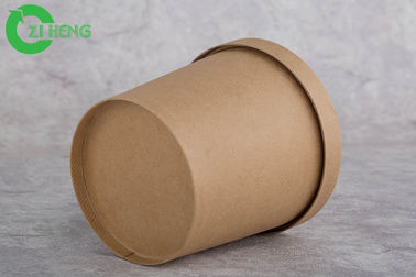 Tazze spesse a parete semplice della minestra della carta kraft, Cartone Brown 8 tazze di carta di Oz con i coperchi
