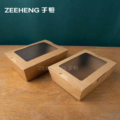 Scatola di carta kraft marrone con finestra, spessore 337 g/m², con rivestimento in PE, riciclabile